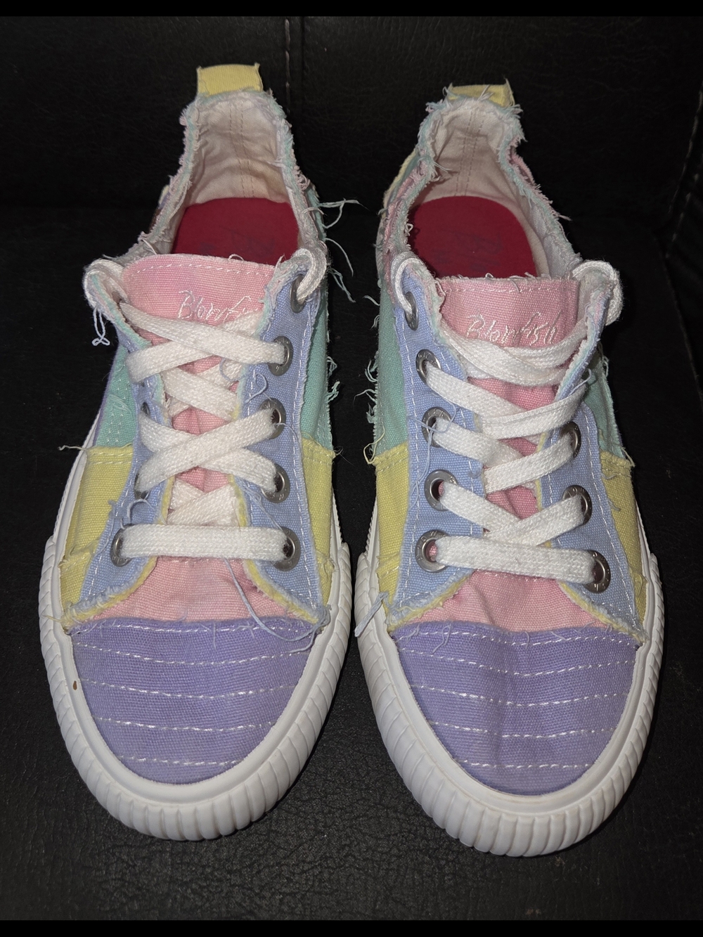Kids Blowfish Malibu Pastel Multi-Color Canvas Low-Top Sneakers Lace Up